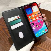 Flip Cover Case + Kickstand Case + High-Craftsmanship + Full Set Phone Case Compatible With Samsung S24U/S25U, Redmi Note 13 Pro/14 Pro; Faux Leather Case Compatible With Xiaomi Redmi Note 11/12/13/14 Pro; Phone Case Compatible With IPhone 16 Pro Max/17 Pro Max/15/14/13/12/11/XS Max/Pro Max Waterproof Shockproof Anti-Fall Scratch Resistant - Black - View 5