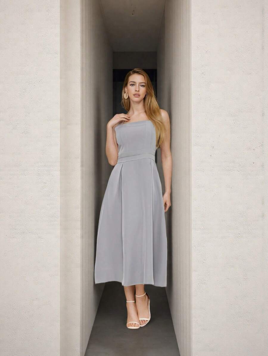 Tailored Dress With Cups Fashion Items!!! - Grey - View 1