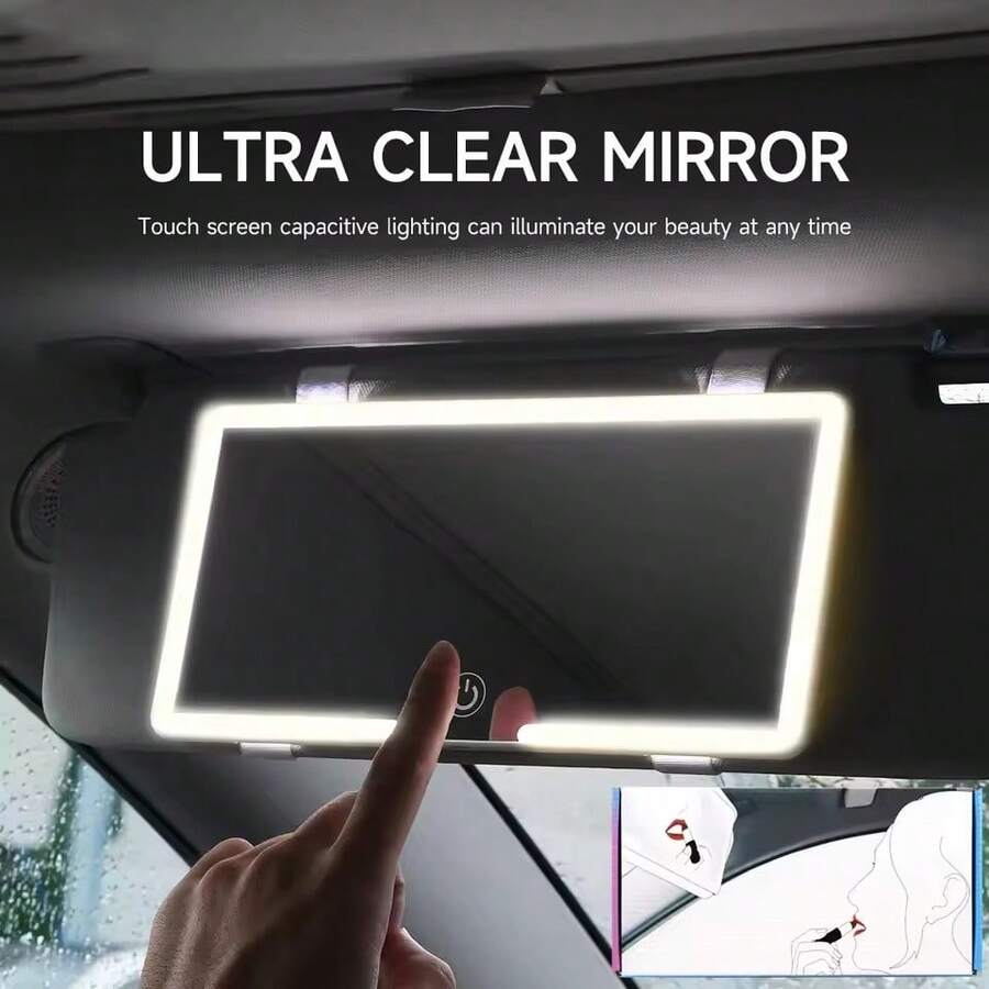 OBOVAY Car Visor LED Vanity Mirror, Rechargeable Lighted Makeup Mirror, Dimmable 3 Lighting Modes, Touch Control,Room Decor Bedroom,Travel Mirror With Light,For Cars, Trucks & SUVs - Ideal Gifts For Women,600mAh