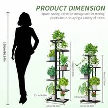 1pc Iron Flower Stand, Black/White Minimalist Style Plant Rack, Suitable For Living Room, Balcony Decor, 4-8 Tier Multi-Layer Storage Shelf, Multifunctional Display Rack - Black - View 9