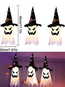 1PC Halloween Decorations For Outdoor Use,80 Cm - 45 Cm Large Hanging Luminous Ghost Witch Hats For Exterior Decoration, Long Lifespan, High Light, Indoor/Outdoor Halloween Lights For Porch, Courtyard, Tree And Garden Decoration - White - View 16
