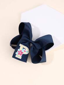 1 pezzo Fermaglio per capelli a fiocco con lettera da A a Z, Molletta per capelli a farfalla di moda, Accessorio per capelli grande e rialzato, Regalo per ragazze e adolescenti - Blu Navy - Visualizzare 9