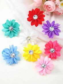 Bộ 197 chiếc dây buộc tóc hoa đính đá nhiều màu sắc, độ đàn hồi cao, bền chắc, không gây hư tổn tóc, kẹp tóc đa năng, thích hợp sử dụng hàng ngày, làm quà tặng. - Nhiều màu - Xem 6