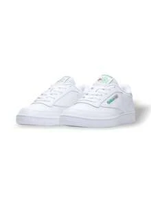 Reebok Club C 女士休闲鞋 轻便缓震透气舒适厚底logo亲肤百搭皮革日常健身通勤下班休闲旅行 货号 100000155 - 白/綠 - 查看 2