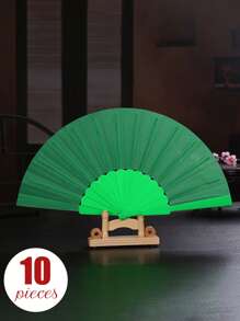 纯色多色平板舞蹈折扇手持扇夏季扇子，西班牙纯色扇子表演道具扇，适合日常居家使用，适合参加庆祝活动 - 黑色 - 查看 16