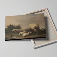 1pc Canvas Art Print,Sheep, Chicken, Grass, Sky, Bush  ,Wood Framed Painting (1) Thickness 2.5 Cm/ 1 Inch-Home Decoration For All Occasions,Ideal New Year, Valentine's Day,Thanksgiving,Easter,Christmas Gift,Room Decoration Aesthetic,Wall Decoration Art,Perfect Gift,Autumn And Winter Wall Decoration,Living Room Decoration, Bedroom Decoration, Kitchen Decoration, Entry Decoration, Bathroom Decoration, Direct Wall Painting, High Quality Wall Painting Poster,Modern Home Decoration Stretched And Framed Ready To Hang