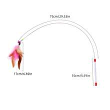 4件/3件/2件/1件猫玩具、钢丝羽毛猫玩具、自娱自乐无聊猫玩具、铃铛猫玩具、手持互动猫玩具、玩具猫用品、逗猫铃铛玩具、长棍自娱自乐猫玩具 - 彩色 - 查看 2