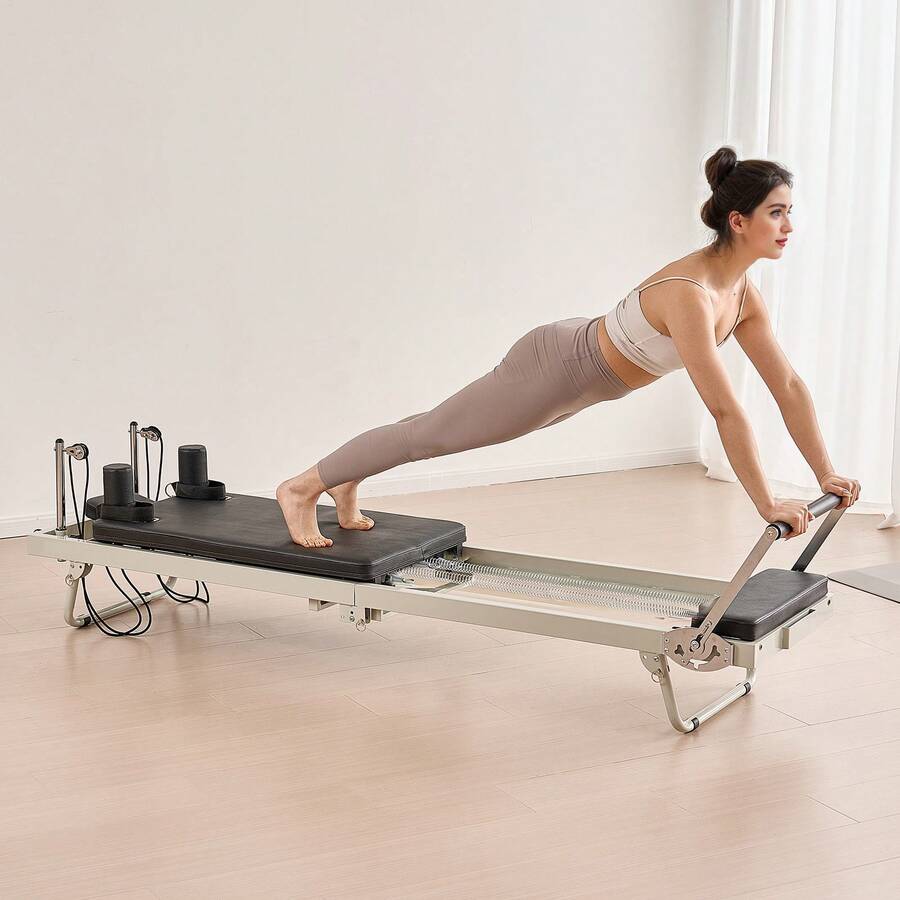 Foldable Pilates Reformer, Pilates Workout Machine For Home Gym Studio Use, Pilates Bed With Dual Resistance- Spring & Cord, Reformer Set For Advanced Users And Beginners, Up To 400 LBS - Black - View 1