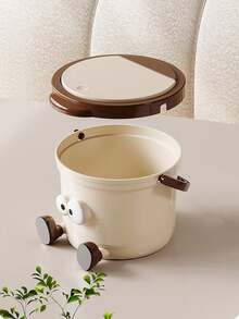 1pc桌面垃圾桶/按压式创意家居/宿舍/卧室/客厅使用，可爱大容量卡通纸篓