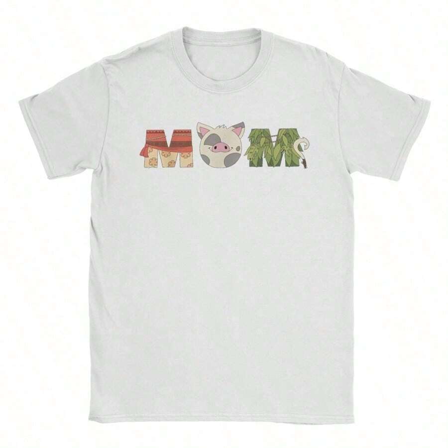 Wholesale New Printed MoanaS Letters PuaS Maui Mother's Day  T Shirt For Unisex  100 Cotton T-Shirts Short Sleeve Tops - 白色 - 查看 1