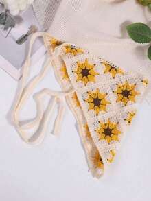 1件/套 可爱甜美钩扣樱桃镂空发箍 INS风情人节发带头巾发箍吸汗带，秋冬季女士度假装扮发饰优雅围巾女士头巾柔软头巾 - 米色 - 查看 9