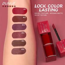 DUNUF 1pcs Matte Velvet Lip Gloss , Easy To Color, Lip Gloss, Waterproof, Sweat-Proof, Non-Stick To Cup, Non-Fading, Long-Lasting, Exquisite, Suitable For Gifts, Festival Makeup, And Performance Makeup - 彩色 - 查看 5