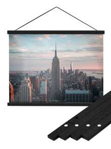 1 件磁性海报挂钩，木制画框，用于帆布海报、相框、卷轴画、墙壁艺术装饰、圣诞装饰、磁性海报框 - 黑色 - 查看 2