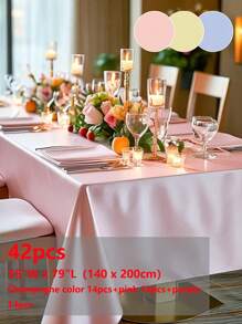 1件纯色桌布，可水洗，适用于婚礼、派对、餐厅、户外野餐，可重复使用装饰