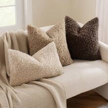 1pc Curly Faux Fur Pillow Cover, Soft Sherpa Fleece Decorative Cushion Cover, Suitable For All Seasons, Can Be Used As A Gift