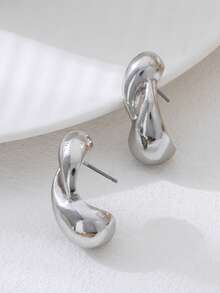 1 Pair Classic Fashion Asymmetric Water Drop Shape Geometric Design Stud Earrings Suitable For Women's Daily Wear - Water Drop Earrings - View 3