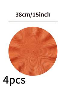 1/4/6/12pcs Bohemian Style Woven Round Placemats, 15 Inch, Solid Color, Kitchen Dining Table Decor Coasters, Non-Slip Pads For Holiday Party, Birthday, Wedding, Dinner, Home Decor, Dorm (Multiple Color Options)