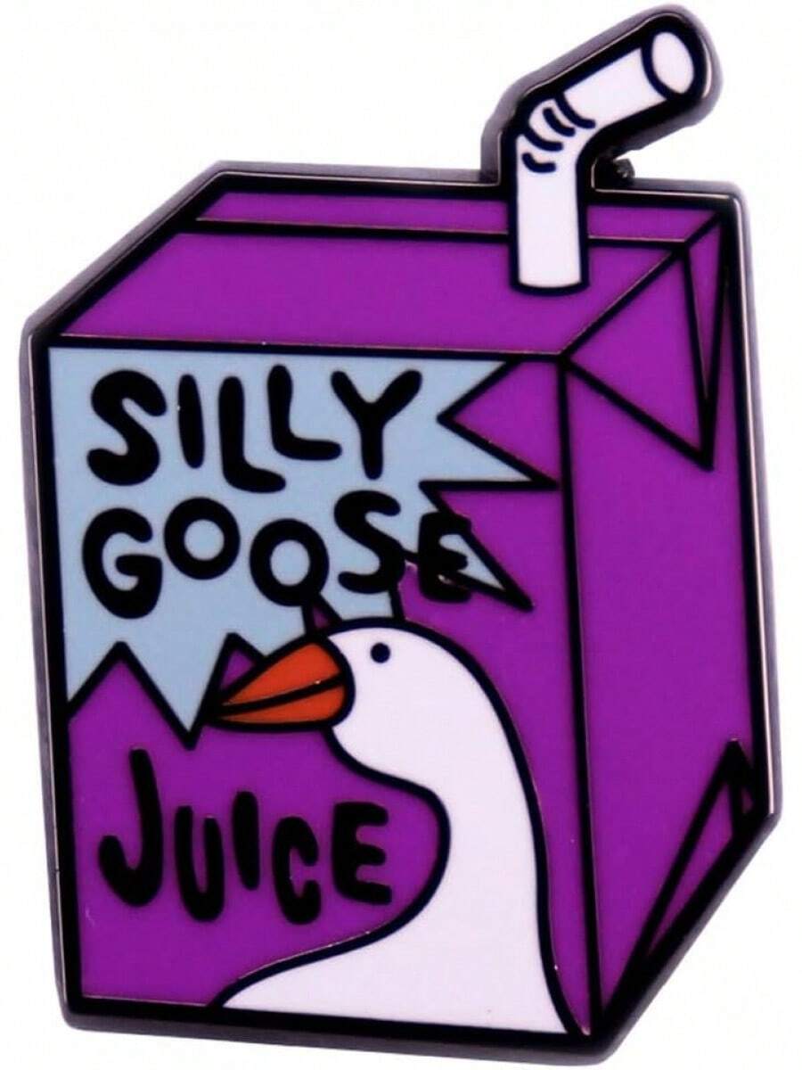 Silly Goose Juice Funny Enamel Pin Purple Drink Badge Lapel Pin Cartoon Juice Box Brooch Pin Cute Animal Duck Juice Brooch Pin Clothing Backpack Hat Decoration - 1 - 查看 1