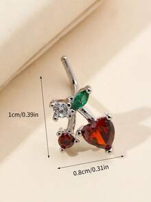 1颗可爱精致的樱桃形钻石鼻钉，20G L型穿孔饰品，适合女性日常佩戴 - 櫻桃形 - 查看 3