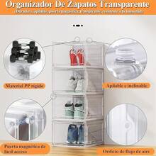 Organizadores de Zapatos 34 x 26.5 x 19cm, Paquete de 1 Caja de Zapatos de Acrílico Apilable Transparente con Puerta de Succión |   Incluido 1 Bolsas Organizadora para Zapatos - Transparente-1 PCS - Ver 2