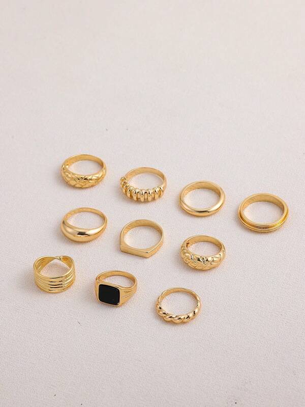 10 Stücke/Set Vintage-Stil geometrische Modeschmuck-Ringe, geeignet für den täglichen Gebrauch von Frauen, Partys, Veranstaltungen