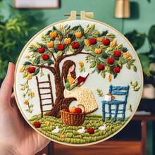 1 件刺绣套件，15x15cm/5.9x5.9 英寸，20x20cm/7.9x7.9 英寸，苹果树下，手工 DIY 刺绣套件，适合成人和初学者，包括绣花布、说明书、绣花拉伸和针线，适合赠送节日礼物给朋友或家人、家具、办公室手工艺术品 - 彩色 - 查看 13