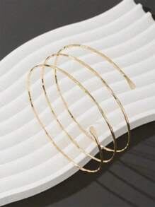 1pc Fashionable, Elegant, Minimalist Triple Stripe Armband/Arm Cuff, Suitable For Summer, Beach, Wedding, Party - Gold - View 3