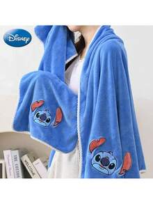 Disney 2件套官方授权史迪奇拖鞋浴巾浴室两件套珊瑚绒柔软亲肤不掉毛毛巾柔软吸水适用于水疗、浴室、健身房、厨房蓝色款 - 藍色 - 查看 4