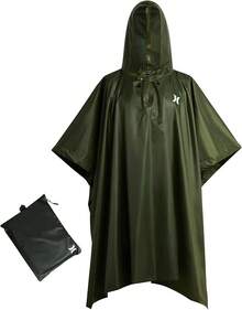 - Ponchos de lluvia unisex para adultos, abrigos impermeables con capucha para mujeres y hombres, chamarra impermeable plegable para viajes - Negro - - Ver 11