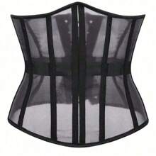 1 件女式网状塑身紧身胸衣上衣，修身休闲腰部束身衣，适合万圣节