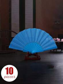 纯色多色平板舞蹈折扇手持扇夏季扇子，西班牙纯色扇子表演道具扇，适合日常居家使用，适合参加庆祝活动 - 黑色 - 查看 15