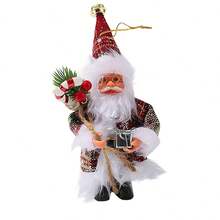 Adorno navideño de Papá Noel de 18 cm con regalos, colgante para árbol de Navidad, peluche de tela, decoración navideña, adornos navideños, Papá Noel, decoración colgante, alegría navideña, decoración festiva, multicolor, plástico, espíritu navideño - Multicolor - Ver 2