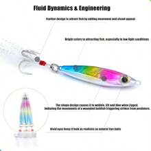 5 件/套金属铅鱼跳汰钓鱼诱饵夹具海水单个重量 30 克/1 盎司长度 5.2 厘米/2 英寸，配有强力羽毛三叉钩，适合远距离抛投