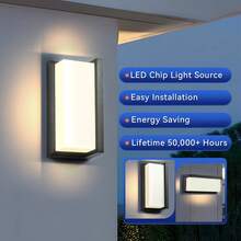 LED Garden Outdoor Wall Light Fixture, Decorative Indoor Waterproof Home Lighting Lamp, Suitable For 85V-265V, Applicable For Indoor/Stairs/Room/Entrance/Living Room/Bathroom/Kitchen/Bedroom/Corridor/Porch/Single Residence, Garden, Porch, Balcony, Stairs, Parking Lot And Passageway Lighting, Front Door, Patio. Choose Color Temperature As Needed. - Đèn tường hiên ngoài trời - Xem 5
