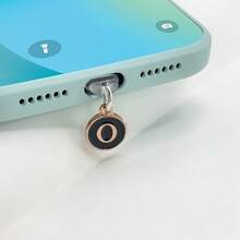 1pc Dust Plug Black Pendant With 26 English Initial Letters On Both Sides, Alphabet Phone Dust Plug Charging Port Dust Plug Compatible With Apple Interface Type-C Dust Plug