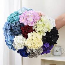 Silk Hydrangea Heads With Stems Artificial Flowers Heads For Home Wedding Decor,Pack Of 10 (White) - Đỏ claret mới - Xem 6