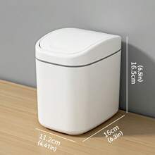 A Small-Sized, Mini Plastic Trash Can With A Swing-Top Lid, Suitable For Use On Household Tables. This Lidded Wastebasket Doesn't Require Electricity And Is Perfect For The Living Room, Tea Area, Office, Bedside Table, Bathroom, Bedroom, And Home In General. - Multicolor - View 10