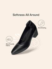 Women's Low Chunky Block Heel Dress Shoes Closed Pointed Toe Comfortable Heels Work Wedding Office Pumps Shoes - 黑色 - 查看 2