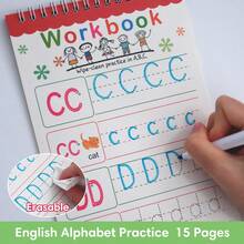 Lachilly 26 Alphabet Tracing Letter Workbook Preschool Kids Learning Training Book Educational Toy With Erasable Pen Handwriting Exercise Book For Children Letter Numbers Skills Development Calligraphy Reusable Practice Book - Multicolor - View 13