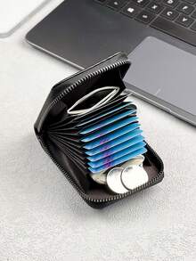 HOVI'S 新款碳纤维短款钱包男士卡包一体式拉链零钱包夹男士钱包钱包男士钱包真皮小钱包迷你钱包秋季