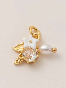 1PC Fashionable DIY Fruit Plant Jade Necklace Pendant, Simple Daily Gold-Plated Color Retention 18K Pendant