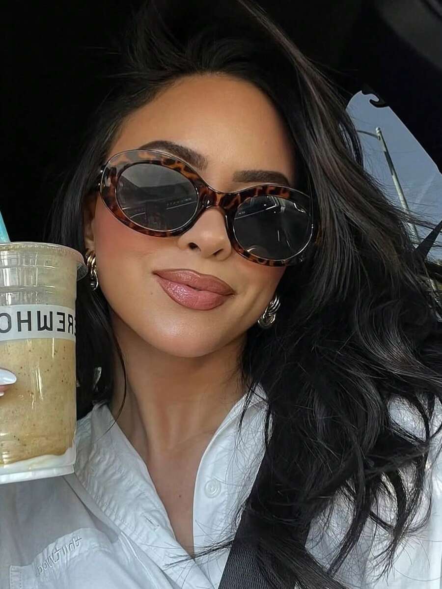 1 Stück ovale Vollrahmen Damen Modebrillen, personalisierte Outdoor Street Style ovale