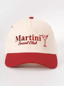 1 件女式刺绣马提尼酒杯拼色棒球帽，可调节户外防晒休闲帽，适合春秋旅行、海滩、男女通用青年 Y2K 风格 - 棒球帽 - 查看 21