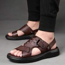 Thick bottom wear sandals male beach shoes non-slip waterproof wearable outside slippers male two users outside wear male models comfortable - Marrón - Ver 2