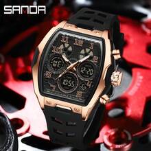 Relógio Masculino SANDA Digital Quartzo Militar Esportivo, Marca de Luxo Multifuncional com Alarme, Data, Semana, Cronômetro, Função de Luz EL, Impermeável, Eletrônico LED, Presente Original para Homens 6266