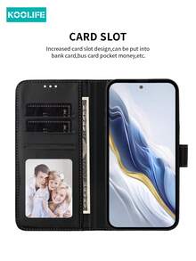 1pc Koolife Black Multifunctional PU Leather Flip Cover Phone Case, Shockproof, Suitable For Daily Use, Card Slots, Compatible With Apple 11/12/12 Pro/12 Plus/13/13 Pro/13 Pro Max/14/14 Pro/14 Pro Max/15/15 Plus/15 Pro/15 Pro Max/16/16 Plus/16 Pro/16 Pro Max/16e, Fits Credit/Debit Cards - Black - View 7