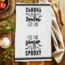 2/4/6/48pcs Ghostly Letter Print Soft Kitchen Towels/Hand Towels, Multi-Purpose, Quick Drying Dish Cloths, Suitable For Kitchen, Celebrations, Weddings, Decorations And More