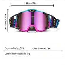 Óculos de Esqui Antinevoeiro Ajustáveis para Adultos - Óculos Grandes de Moda com Lentes de PC e Armação de TPU, Detalhes em Azul/Preto/Verde-Água, Revestimento Antiofuscante, Ideal para Esqui, Snowboard e Uso Diário, Presente, Óculos Estilosos, Óculos de Esqui à Prova de Vento