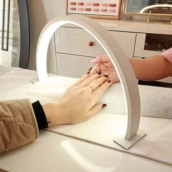 1pc Crescent-Shaped USB Powered Low-Allergy Adjustable Brightness & Color Temperature Button Control Arch Lamp, Ideal For Manicure, Eyelash Extension, Tattoo And Nude Nail Care, Nail Salon, Eyelash Extension And Craft Display Lighting, Fashionable Design, Ideal For Holiday & Birthday Gifts
