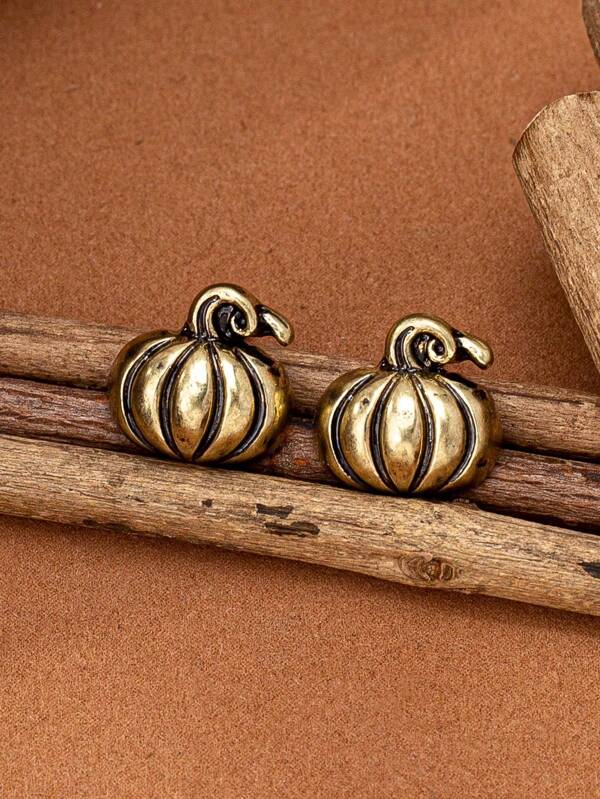 1 Pair Retro Vintage Pumpkin Stud Earring Fall Earrings Jewelry For Women